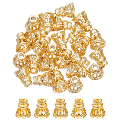 BENECREAT 24Pcs Brass Bead Cone KK-BC0013-15-1