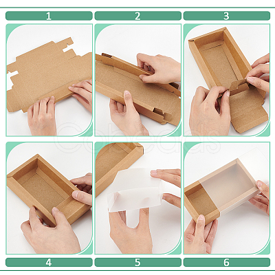 Foldable Paper Drawer Boxes with Clear Plastic Cover CON-WH0095-68A-05-1