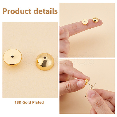 PandaHall Elite 8Pcs Brass Ear Nuts KK-PH0006-49-1