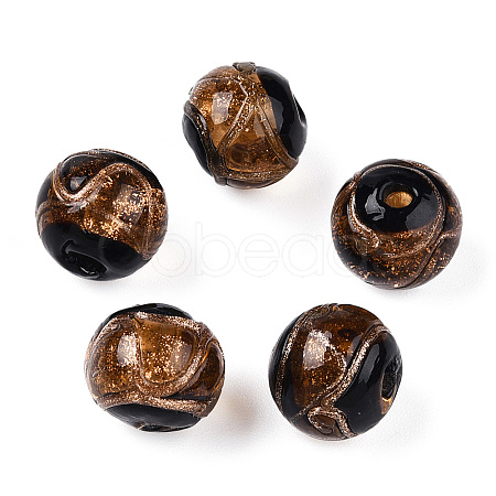 Handmade Gold Sand Lampwork Beads LAMP-T019-10mm-02-1