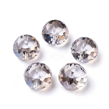 Faceted Rondelle Electorplated Glass Beads X-EGLA-E005-10-1
