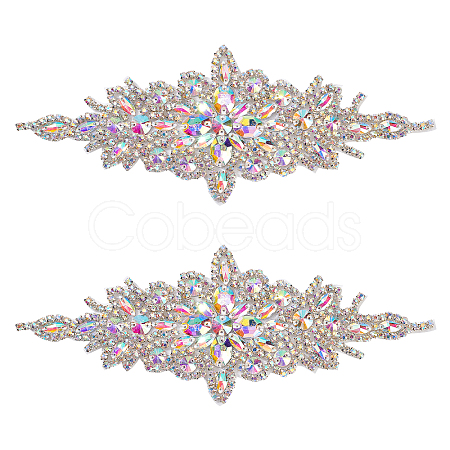 Flower Glitter Glass Hotfix Rhinestone FIND-WH0050-29A-1