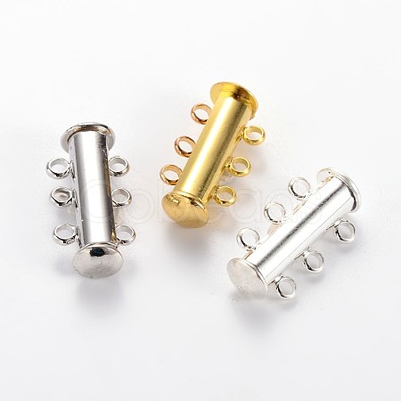 3-Strands Brass Magnetic Slide Lock Clasps KK-E668-06-1