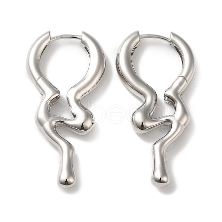Rack Plating Brass Melting Drop Hoop Earrings for Women EJEW-Z019-19P-1