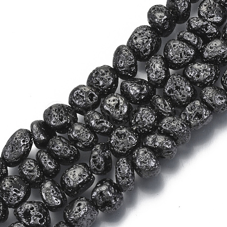 Electroplated Natural Lava Rock Beads Strands G-S352-29B-1