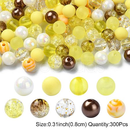 300Pcs 10 Styles Mixed Styles Transparent Acrylic Beads MACR-YW0003-04-1