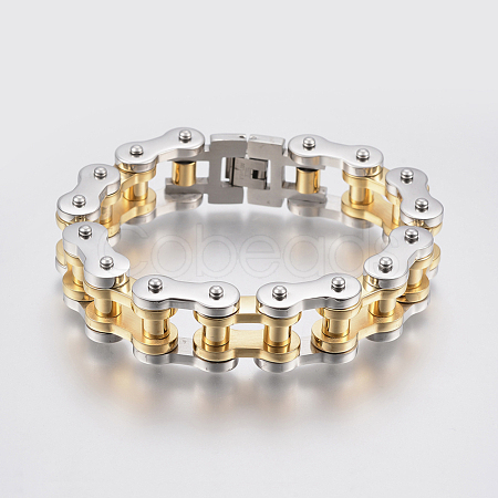 Men's 201 Stainless Steel Bracelets BJEW-H569-17MM-E-1