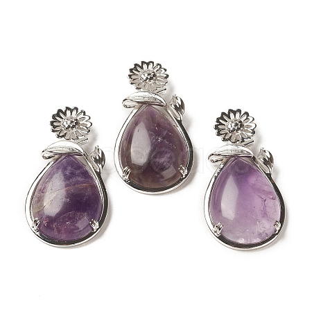 Natural Amethyst Pendants G-A031-02P-01-1