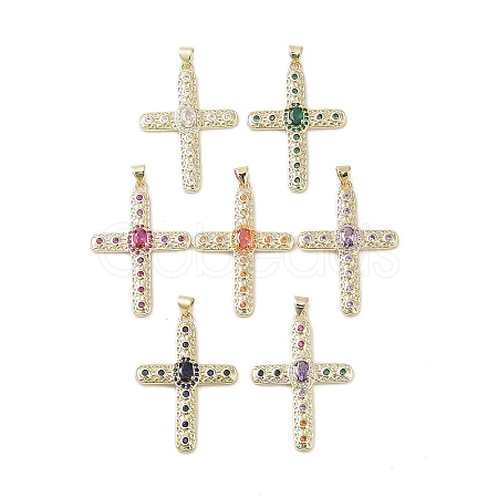 Real 18K Gold Plated Brass Micro Pave Cubic Zirconia Pendants KK-A209-26G-1