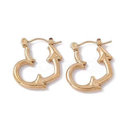 Ion Plating(IP) 304 Stainless Steel Heart with Arrow Hoop Earrings for Women EJEW-E199-06G-1