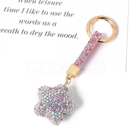 PU Leather & Rhinestone Keychain PW-WG30680-05-1