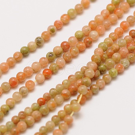 Natural Unakite Round Beads Strands X-G-A130-2mm-I02-1