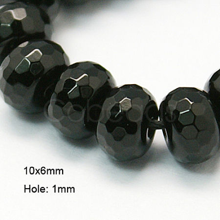 Natural Black Onyx Beads Strands X-G-E039-FA-10x6mm-1