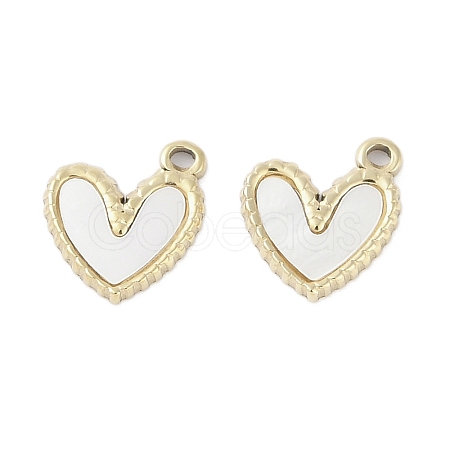 304 Stainless Steel Pave Shell Heart Charms STAS-L022-403G-1