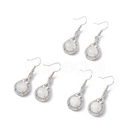 Natural Quartz Crystal Teardrop Dangle Earrings with Crystal Rhinestone EJEW-A092-02P-19-1