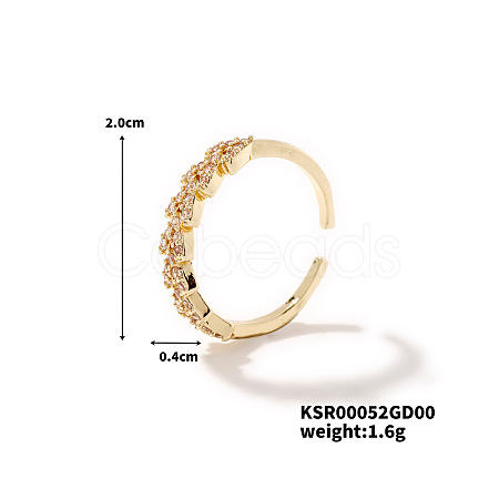 Exquisite Fashion Brass Heart-shaped Rhinestones Cuff Ring for Women SW2288-1-1