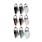 Natural & Synthetic Mixed Gemstone Pendants, Cone Charms with Rack Plating Brass Findings, Lead Free & Cadmium Free, Platinum, Mixed Dyed and Undyed, 46~47x18mm, Hole: 7x5mm