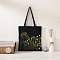 DIY Canvas Bag Flower Embroidery Kits, Include Black Bag, Embroidery Thread & Needles, Plastic Embroidery Hoops, Champagne Yellow, 380x350mm