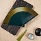 Chinese Style Folding Fan with Tassel, Bamboo Hand Fan for Party Wedding Dancing Decoration, Coffee, 215mm