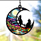 Moon with Cat Window Suncatchers, Wall Art Window Hanging Memorial Pendant Decoration, Cat Shape, 100mm