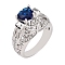 Alloy Rhinestone Wide Band Rings, Capri Blue, US Size 8(18.1mm)