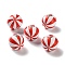 Printed Wood European Beads, Round with Stripe Pattern, Red, 20x18mm, Hole: 4mm