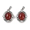 Natural Carnelian(Dyed & Heated) Oval Pendants, Brass Clear Cubic Zirconia Charms, Platinum, 19x15.5x5.5mm, Hole: 4.5x2.5mm