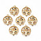 Brass Micro Pave Cubic Zirconia Charms, Nickel Free, Ring with Tree, Real 18K Gold Plated, 15x12x2mm, Hole: 1.2mm