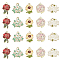 30Pcs 5 Styles Zinc Alloy Enamel Pendants, Light Gold, Flower, White, 19~23x15~19.5x1mm, Hole: 2mm, 6pcs/style