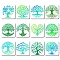 12Pcs 12 Styles PET Plastic Hollow Out Drawing Painting Stencils Templates, Square, Tree of Life Pattern, 18x18cm, 1pc/style