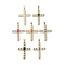 Real 18K Gold Plated Brass Micro Pave Cubic Zirconia Pendants, with Glass, Cross, Mixed Color, 41x28x5mm, Hole: 3.3x3.8mm