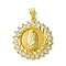 Brass Micro Pave Clear Cubic Zirconia Pendants, Real 18K Gold Plated, Human, Flat Round, 32.5x29.5x4.5mm, Hole: 4x3mm