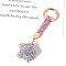 PU Leather & Rhinestone Keychain, with Alloy Spring Gate Rings, Star, Light Rose, 13x4.5cm