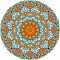 Flat Round with Mandala Pattern Ceramic Cup Coaster, Heat Resistant Pot Mats, for Home Kitchen, Cyan, 102x8mm