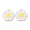 Alloy Enamel Pendants, Golden, Flower Charm, White, 24.5x23.5x1.5mm, Hole: 1.2mm