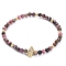 Stretch Bracelets, with Natural Rhodonite Beads, Brass Round Beads, Brass Micro Pave Grade AAA Cubic Zirconia Beads and Elastic Crystal Thread, Conch Shell Shape, with Cardboard Box, 2-3/8 inch(6cm)