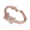 Adjustable 3-Row Brass Micro Pave Cubic Zirconia Cup Chain Pet Collars, Slider Bowknot Cat Dog Choker Necklace, Rose Gold, 295mm