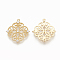 Brass Micro Pave Cubic Zirconia Pendants, Flower, Nickel Free, Real 18K Gold Plated, Clear, 16x15x2mm, Hole: 0.8mm