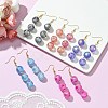 Triple Glass Cube Beads Dangle Earrings EJEW-JE04738-4