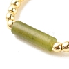 Natural Other Jade Column Beaded Stretch Ring with Synthetic Hematite RJEW-JR00453-04-5