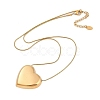 304 Stainless Steel Heart Pendant Round Snake Chain Necklaces for Women NJEW-B122-01G-01-4