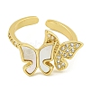 Butterfly Brass Shell Open Cuff Rings for Women RJEW-U011-05G-2