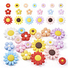 Beadthoven 19Pcs 19 Styles Flower Food Grade Eco-Friendly Silicone Beads SIL-BT0001-05-2