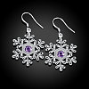 Silver Color Plated Brass Cubic Zirconia Snowflake Dangle Earrings EJEW-BB12300-3