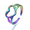 304 Stainless Steel Hollow Heart Cuff Ring RJEW-N038-053-4