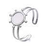 Non-Tarnish 304 Stainless Steel Open Cuff Finger Ring Cabochon Settings STAS-T060-10P-3