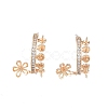 Brass Micro Pave Clear Cubic Zirconia Flower Stud Earring Findings KK-T062-241G-3