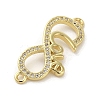 Rack Plating Brass Micro Pave Clear Cubic Zirconia Love Infinity Connector Charms KK-C052-42C-G-2