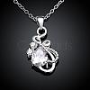 Silver Plated Brass Cubic Zirconia teardrop NJEW-BB03018-C-2