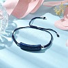 Curved Rectangle Natural Lapis Lazuli Adjustable Nylon Cord Braided Bead Bracelets for Women Men BJEW-JB10280-02-4